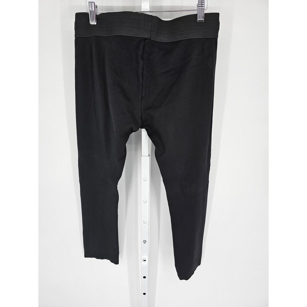 BCBGMAXAZRIA Black Elastic-Waist Mid-Rise Cropped Pull-On Leggings Size L